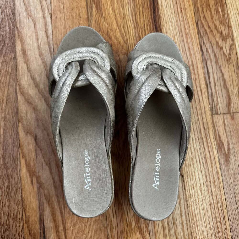 Antelope Hanne Gold Toned Wedge Sandals Women’s Size 38 - Picture 5 of 11